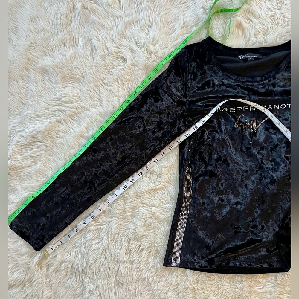 GIUSEPPE ZANOTTI 2pc Rhinestone Studded Black Velour Sweatsuit/Loungewear Sz S - Picture 11 of 11